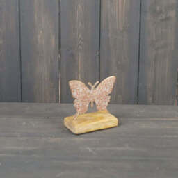 Floral Metal Butterfly On Wooden Base - 2 Sizes, 3 Colours - thumbnail 3