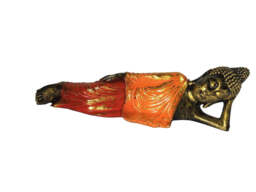 Sleeping Buddha Ornament - Orange Robe - thumbnail 1