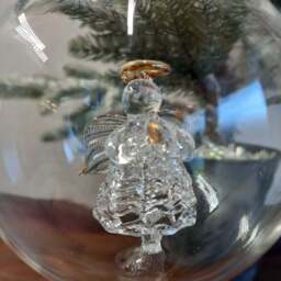 Glass Angel in Sphere Bauble 8cm - Clear Christmas Tree Ornament & Winter Decoration - thumbnail 2