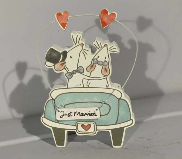 Just Married Mr & Mrs Mouse in Car - image 1
