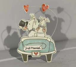 Just Married Mr & Mrs Mouse in Car - thumbnail 1