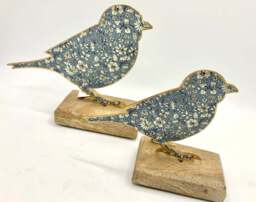 Floral Metal Bird On Wooden Base - 2 Sizes, 3 Colours - thumbnail 2