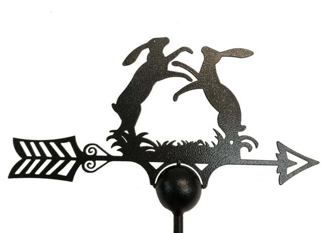 Boxing Hares Weathervane - UK Made Solid Steel - image 1