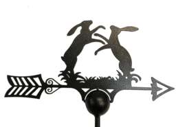 Boxing Hares Weathervane - UK Made Solid Steel - thumbnail 1