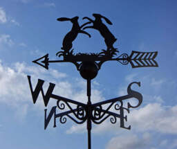 Boxing Hares Weathervane - UK Made Solid Steel - thumbnail 2