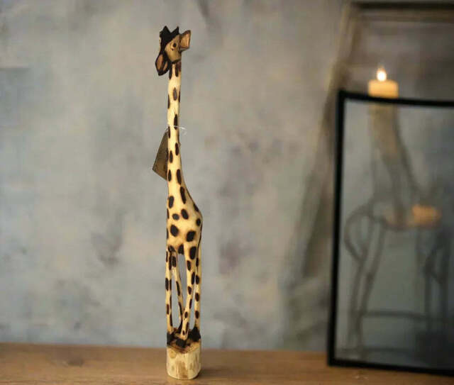 Hand Carved Wooden Giraffe - 65cm Tall - image 1