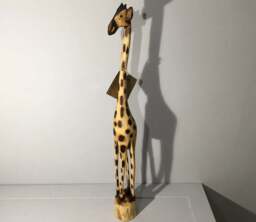 Hand Carved Wooden Giraffe - 65cm Tall - thumbnail 3