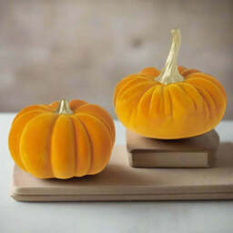 Orange & Gold Ceramic Velvet Pumpkin Mix - Set Of Two - thumbnail 2