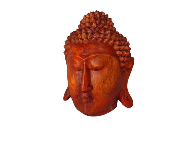 Carved Wooden Buddha Head - image 1