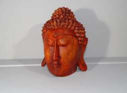 Carved Wooden Buddha Head - thumbnail 3