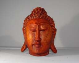 Carved Wooden Buddha Head - thumbnail 4