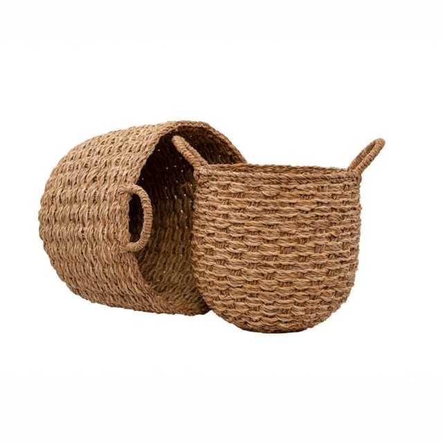Banar Handwoven Seagrass Basket Set of 2 - Natural & Bleached Storage Baskets - image 1