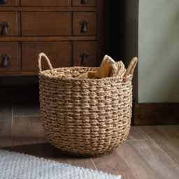 Banar Handwoven Seagrass Basket Set of 2 - Natural & Bleached Storage Baskets - thumbnail 2