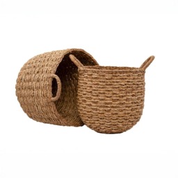 Banar Handwoven Seagrass Basket Set of 2 - Natural &amp Bleached Storage Baskets