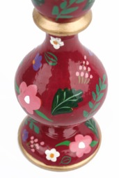 BURGUNDY LARGE CANDLESTICK HOLDER - Hand-Painted Wooden Candle Holders - thumbnail 4