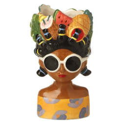 Pineapple Melon Hat Lady Pot with Oversized Sunglasses