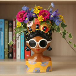 Pineapple Melon Hat Lady Pot with Oversized Sunglasses - thumbnail 3