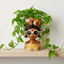 Pineapple Melon Hat Lady Pot with Oversized Sunglasses - thumbnail 2