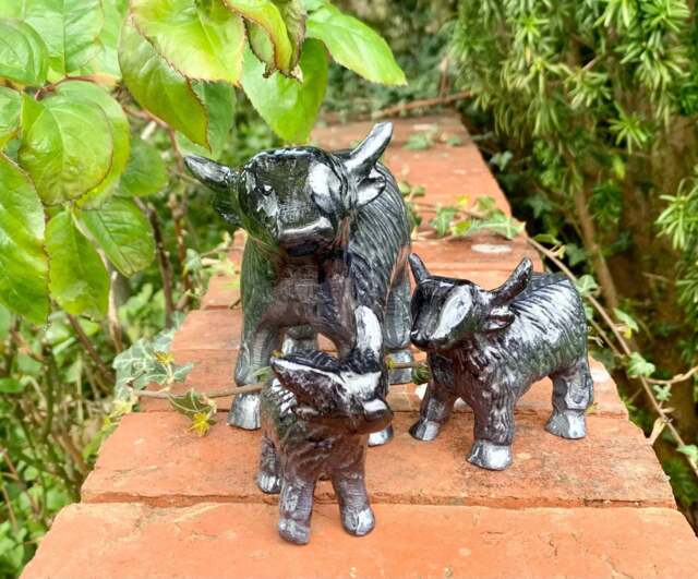 Highland Cow Figure Brushed Black - AluminArk Collection - 3 Sizes - image 1