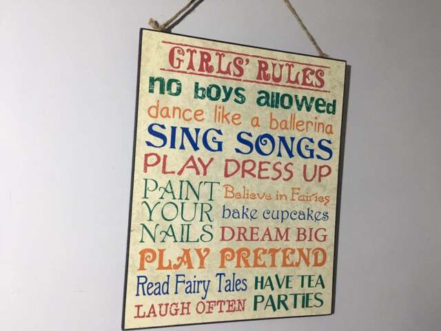 Girls' Rules Wall Plaque - Fun Little Girl / Christening Gift