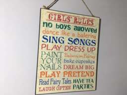 Girls' Rules Wall Plaque - Fun Little Girl / Christening Gift