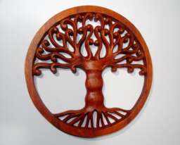 Tree of Life Carved Wooden Plaque - Fair Trade Wall Hanging - thumbnail 1