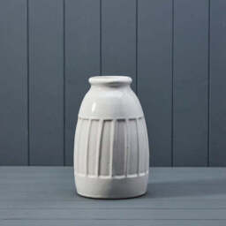 White Ceramic Stripe Vase - 24.5cm - thumbnail 4
