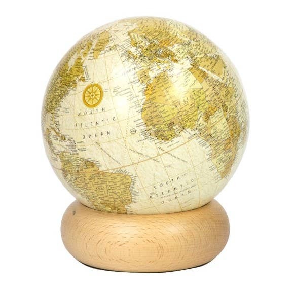 Marco Polo Mini Globe – Vintage Style Decorative Desk Globe with Wooden Base