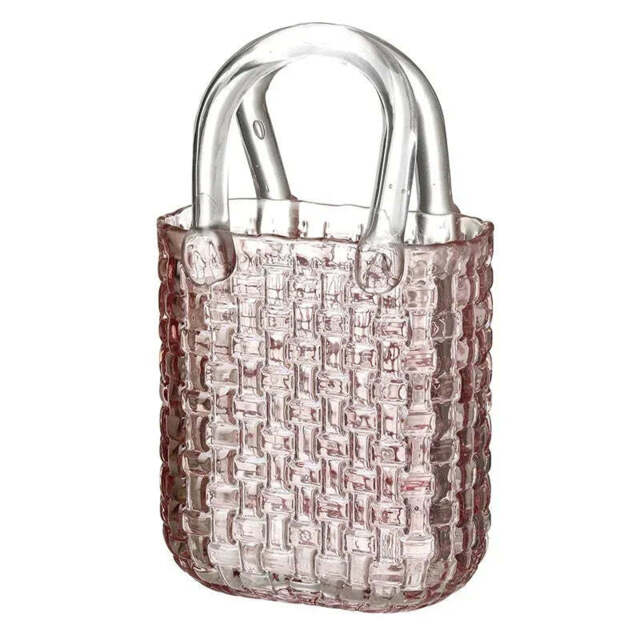 Pink Glass Weaved Bag with Handles - image 1