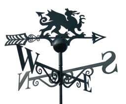 Welsh Dragon Weathervane - UK Made Solid Steel - thumbnail 1
