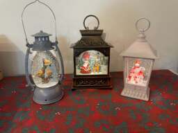 Snowman Lantern Light Up Spinning Snow Globe Lantern - thumbnail 2