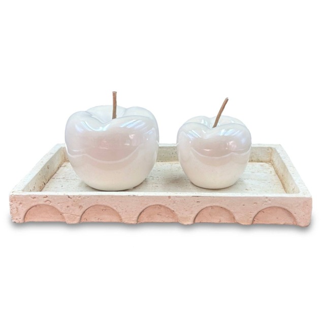 White Porcelain Apple Ornaments – Set of 2 Decorative Ceramic Apples - image 1