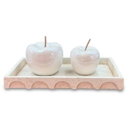 White Porcelain Apple Ornaments – Set of 2 Decorative Ceramic Apples - thumbnail 1
