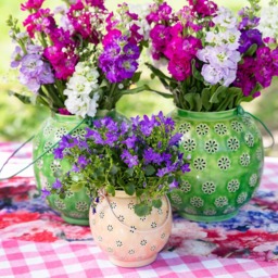 Small Pink & Green Geometric Flower Metal Lantern - Decorative Candle Garden Light - thumbnail 2