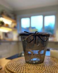 Smoked Midnight Hammered Star Medium Candle Holder