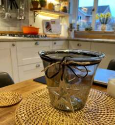 Smoked Midnight Hammered Star Medium Candle Holder - thumbnail 2