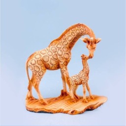 Giraffe Ornament Pair – Carved Wood Effect Giraffe Figurines for Home Décor - thumbnail 3
