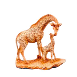 Giraffe Ornament Pair – Carved Wood Effect Giraffe Figurines for Home Décor - thumbnail 1