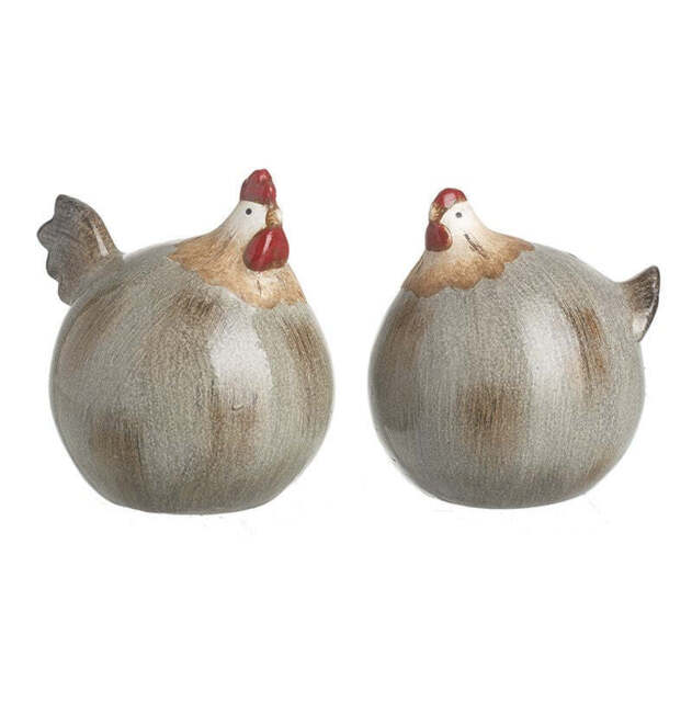 Round Ceramic Cockerel & Hen Large or Small - 0ne supplied - Large