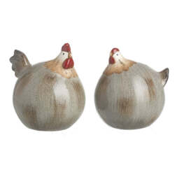 Round Ceramic Cockerel & Hen Large or Small - 0ne supplied - Large