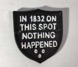 Cast Iron Sign - On This Spot Nothing Happened - Black