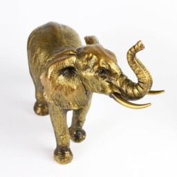 Gold Elephant Ornament – Carved Wood Effect Elephant Statue for Home Décor - thumbnail 2