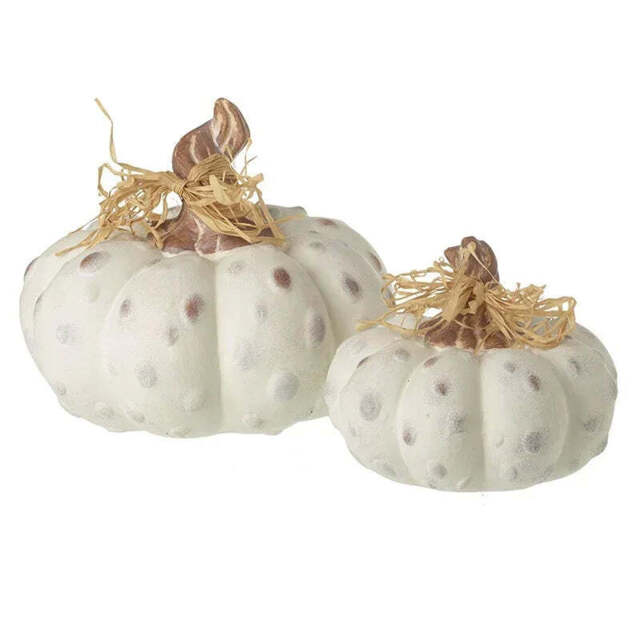 Textured White Pumpkins - Set of Two - image 1