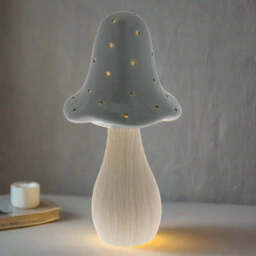 Ceramic Mushroom Glow Lamp Large Grey - thumbnail 2