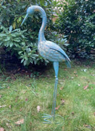 Bronze with Blue Metal Crane - Two Styles - Head down - thumbnail 2