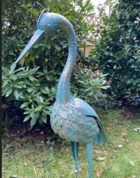 Bronze with Blue Metal Crane - Two Styles - Head down - thumbnail 3