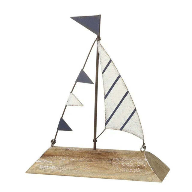 Metal Sail On Wooden Block