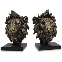 Regal Lion Head Bookends – Set of 2 - 12.5cm x 10cm each. - thumbnail 3