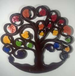 Tree of Life - Brightly Coloured Hand Painted Wooden Hanging Plaque - thumbnail 2