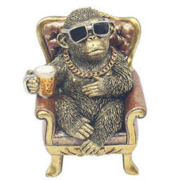 Gorilla Dude Ornament – Gorilla Figurine in Armchair.